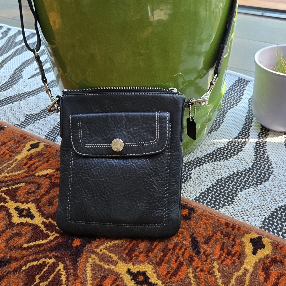 Small Black Leather Coach Bag.